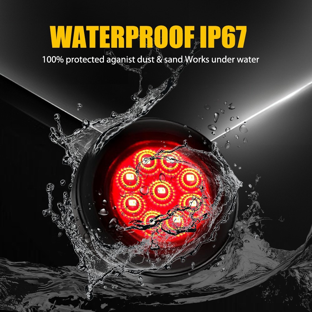 Red 2″ 9 LED Round Truck Trailer RV Side Marker Clearance Light w/Grommet 5-25X