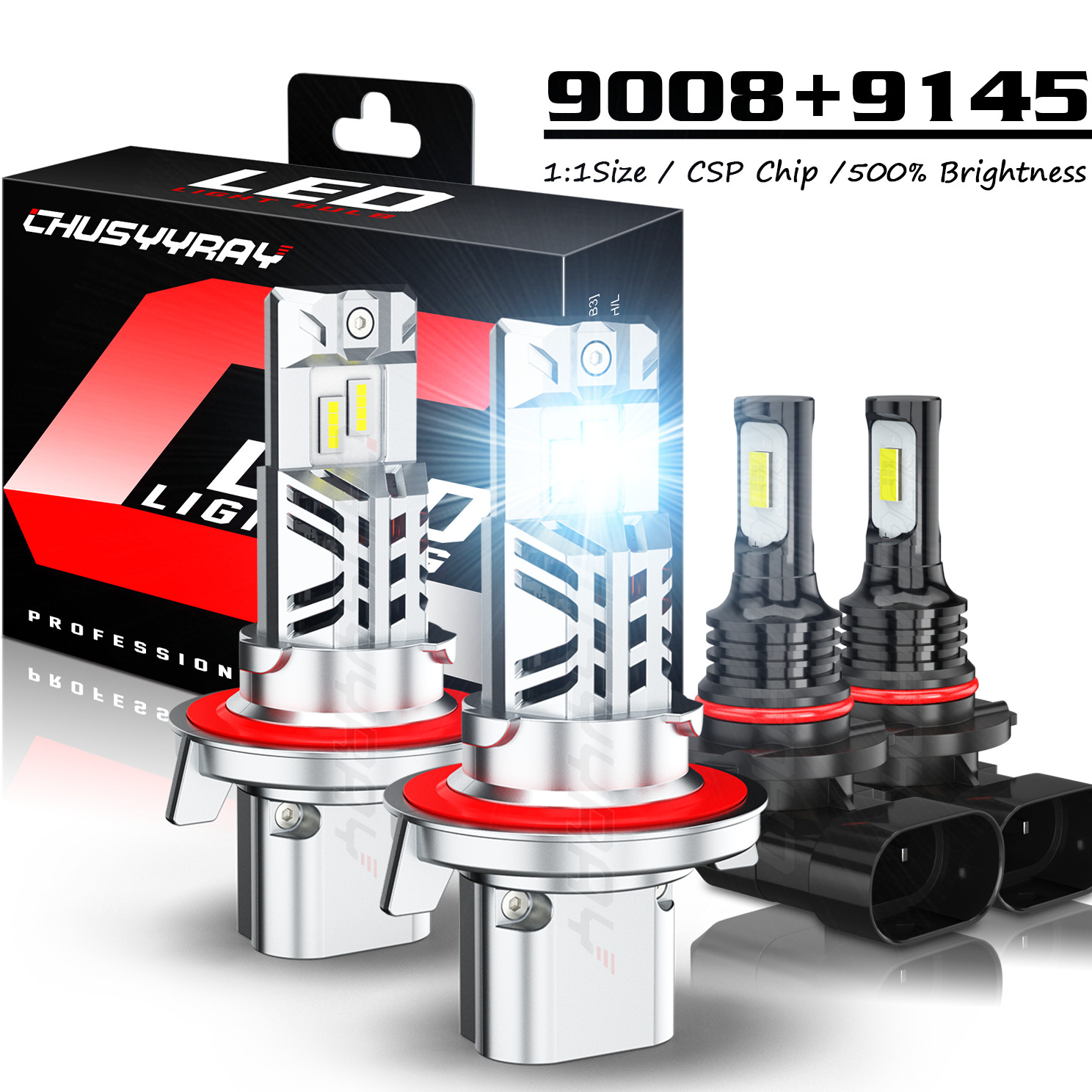 H13 9145 Combo LED Headlight Bulb+Fog Light for Ford F150 04-14 Extremely Bright