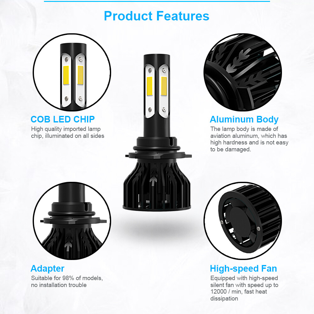 9005 HB3 LED Headlight Bulbs Conversion Kit High Beam Pure White Super Bright
