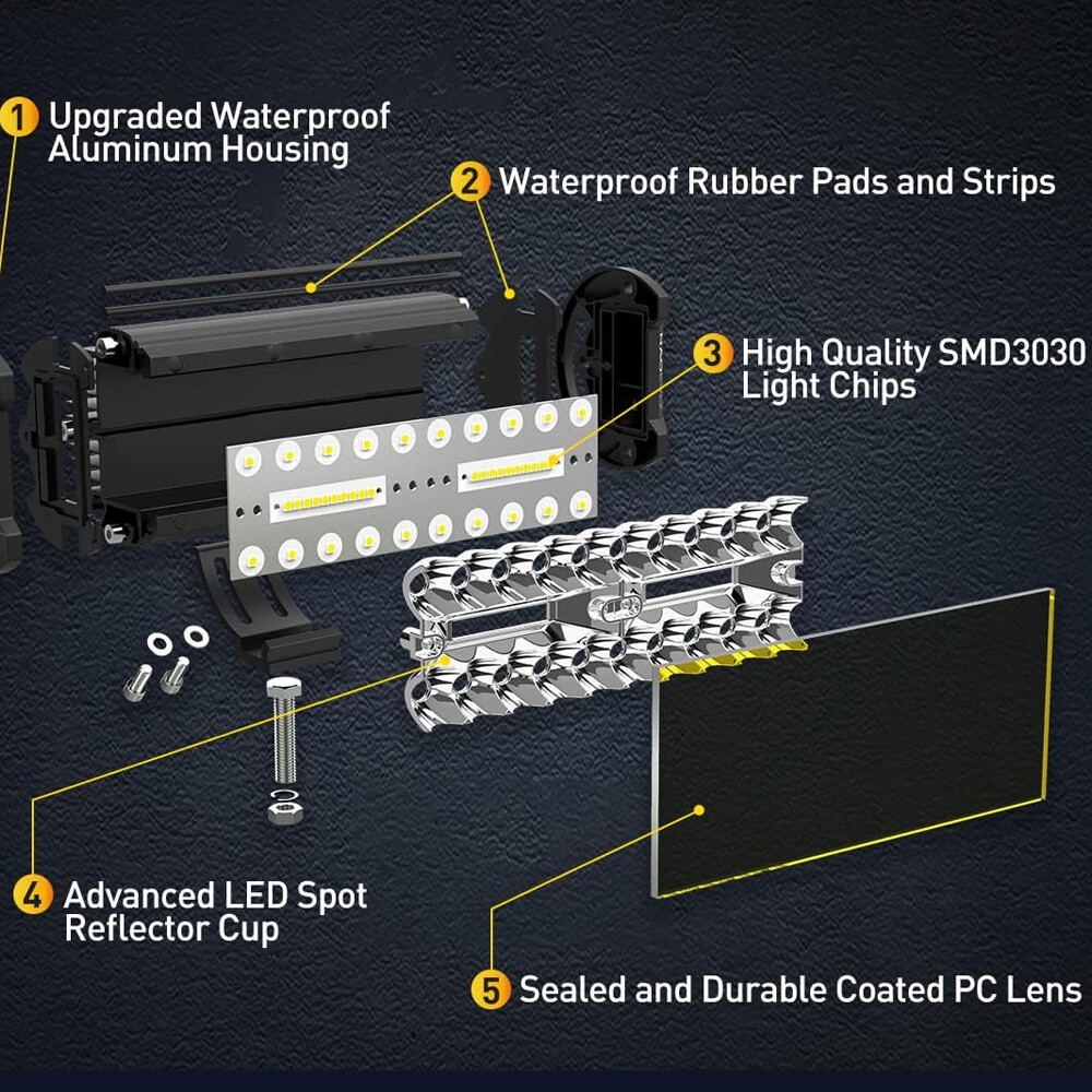 4x 7″ Yellow LED Driving Light Spot Pods Fog Lamps Fit Peterbilt Mack Semi Truck