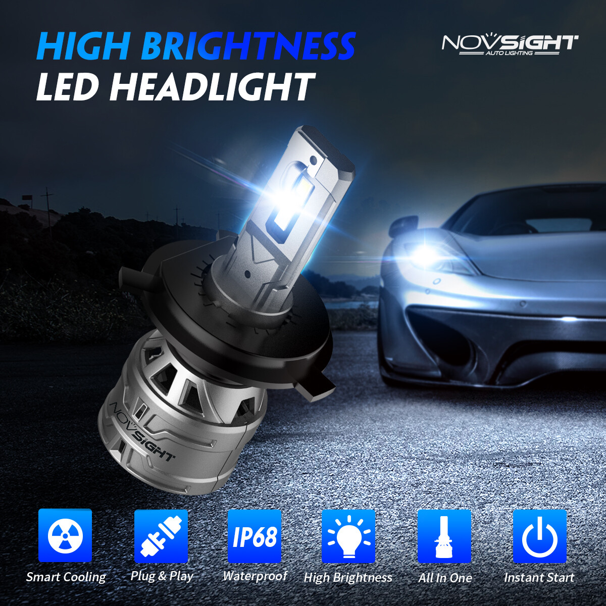 H4 H7 H11 H13 9012 9006 9005 LED Headlight Bulbs Kit High Low Beam 30000LM 6500K