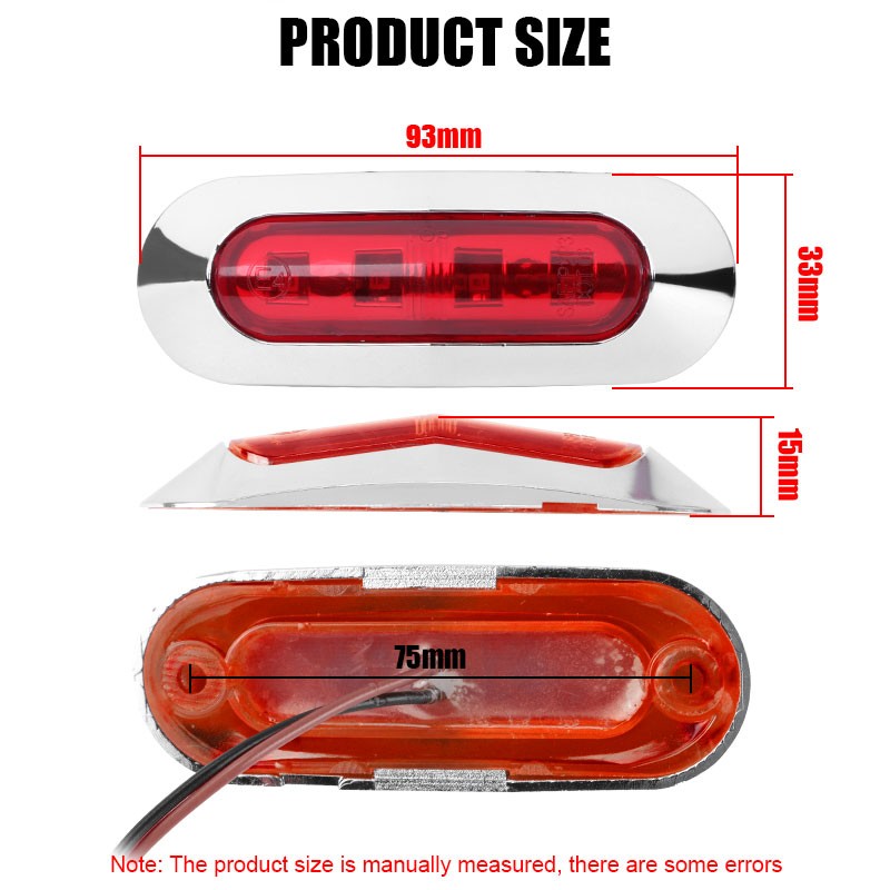 10PCS DC12V-24V 4 LED Side Marker Indicator Lights Lamp Front Rear Tail Lamp