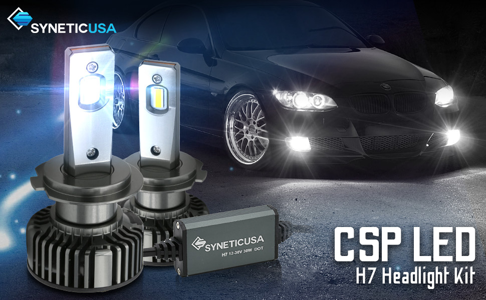 New Syneticusa H7 CSP LED Headlight Kit Low Beam Light Bulbs 6000k White