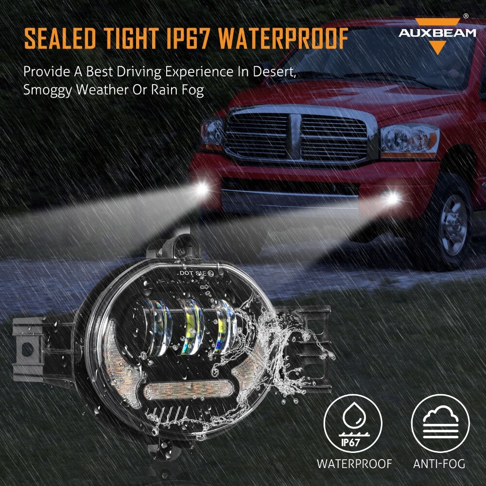 LED Fog Lights w/ DRL Turn Signal Lamp for Dodge Ram 02-08 1500 03-09 2500 3500
