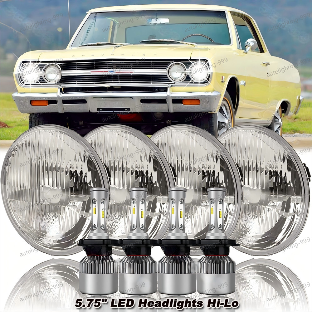 4PCS 5.75″ LED Headlights Hi/Lo DRL Beam for Chevy Chevelle Malibu Corvette 1965