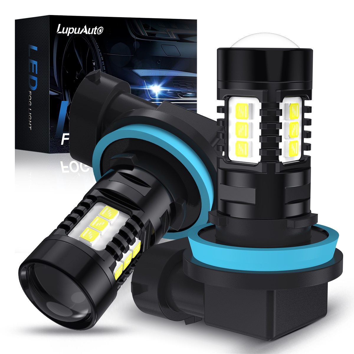 LupuAuto 2PCS H11 LED Fog Light Bulbs Kit 20W 6500K Super Bright White 2400LM