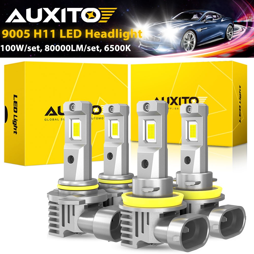 AUXITO H11 9005 HB3 LED Headlight Bulbs Combo High Low Beam 6500K Bright Lamp 4x