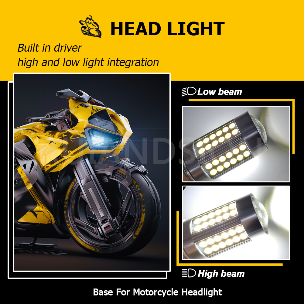 1PC BA20D 3030 66 LED Motorbike Scooter Headlight Lamp Bulb Hi/Lo Beam Globe 12V