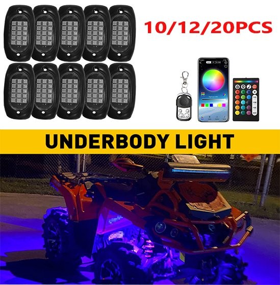 Waterproof 10/ 12/ 20 Pods 12V Motor LED Rock Underbody Light For Car Motorcycle