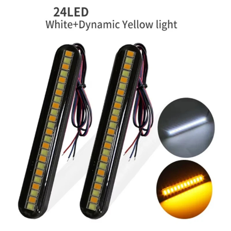 24 LED Flowing Water Tail Brake Turn Signal Strip Light Motorcycle Blinker