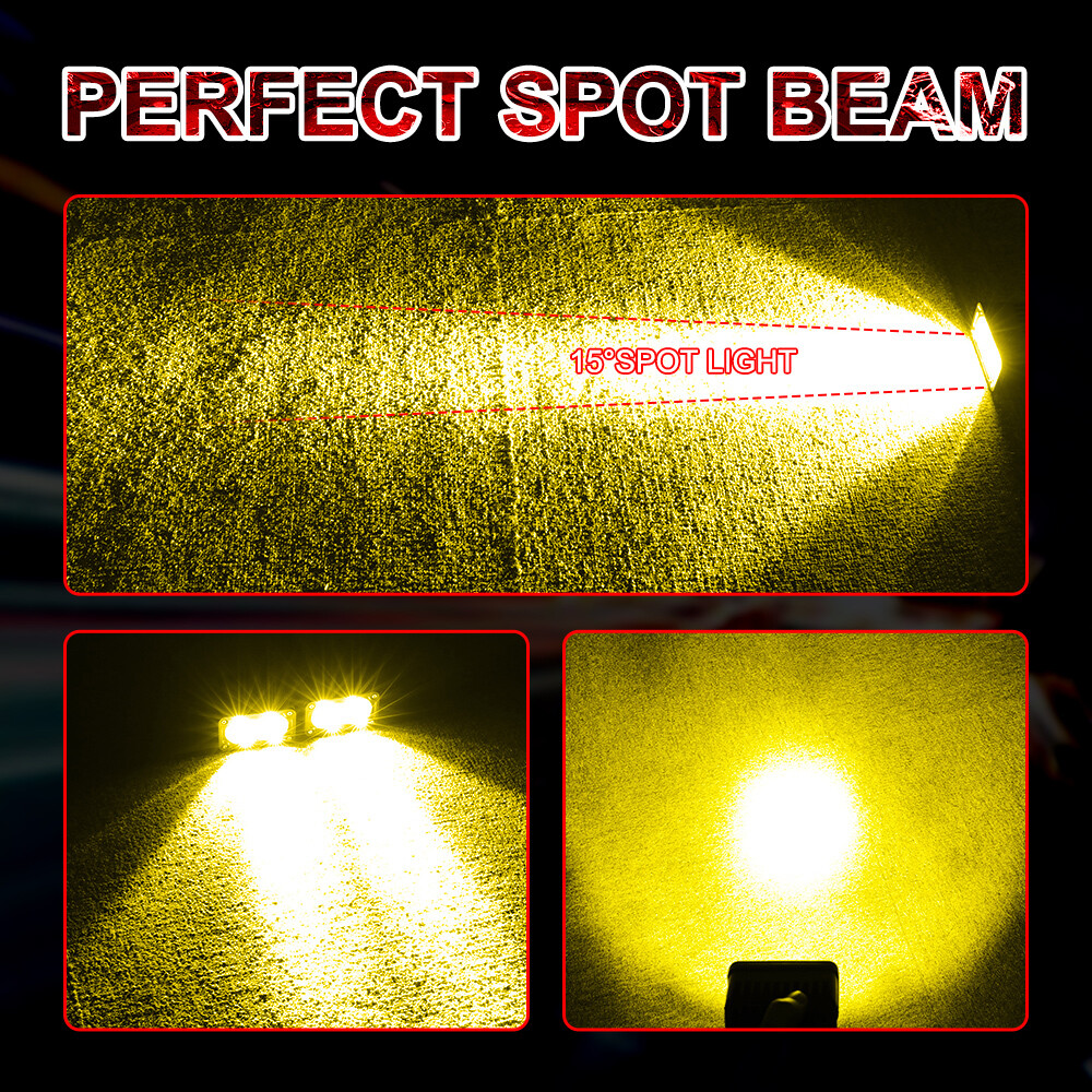 2x 3″Inch Driving Lights Amber Spot Off Road LED Cube Pods Bumper Work Light Bar
