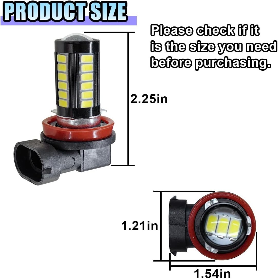 High Brightness 6500K H11 LED Fog Lights – 2PCS, Universal Fit, 50000 Hours Life