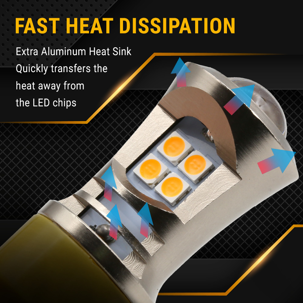 1157 LED Amber Yellow DRL Turn Signal Parking Side Marker Light Bulbs