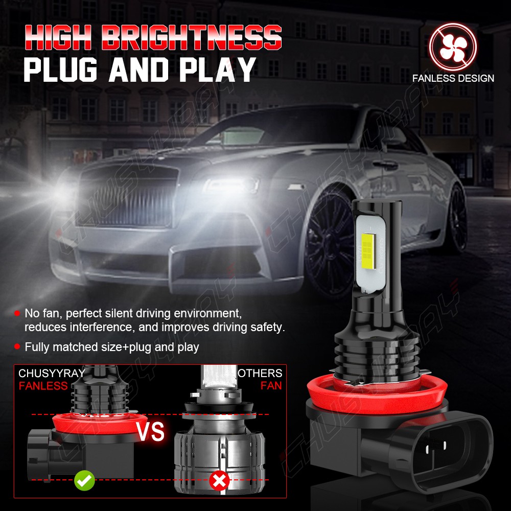 H11 LED Headlight Super Bright Bulbs Kit 6000K White 330000LM HIGH/LOW BEAM
