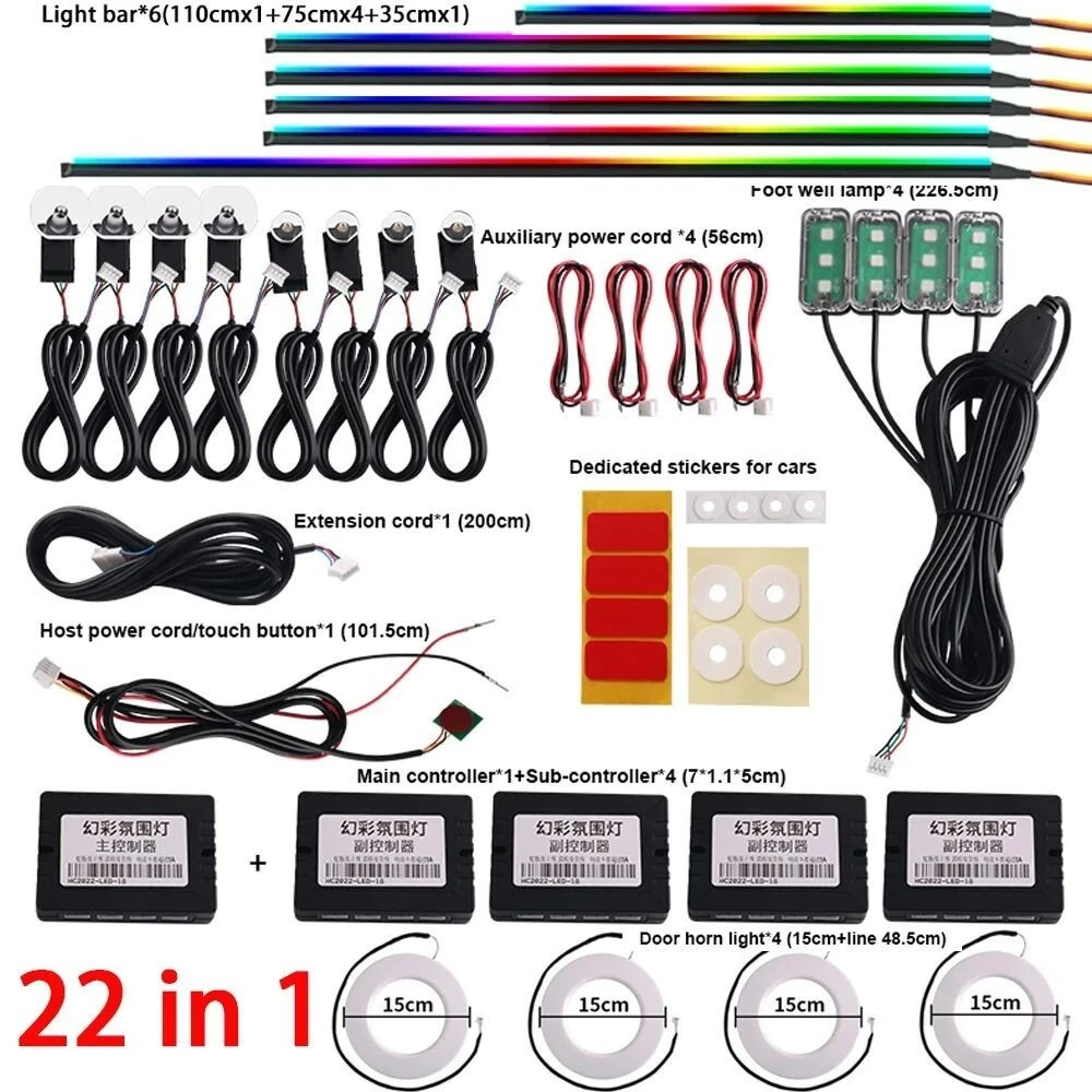 RGB Symphony Car Atmosphere Interior LED Acrylic Guide Fiber Optic Ambient Light