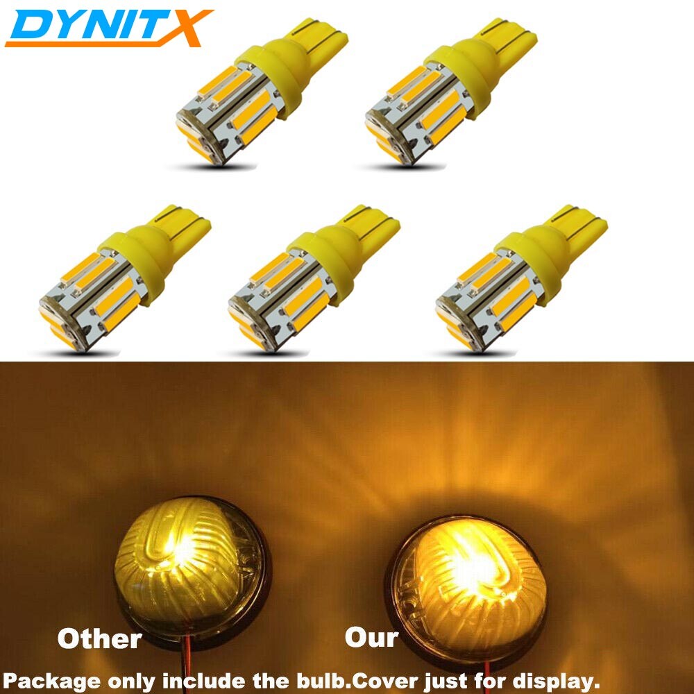 5Pcs 3000K Amber LED Cab Roof Marker Light Bulbs For Dodge Ford Truck SUV 4×4
