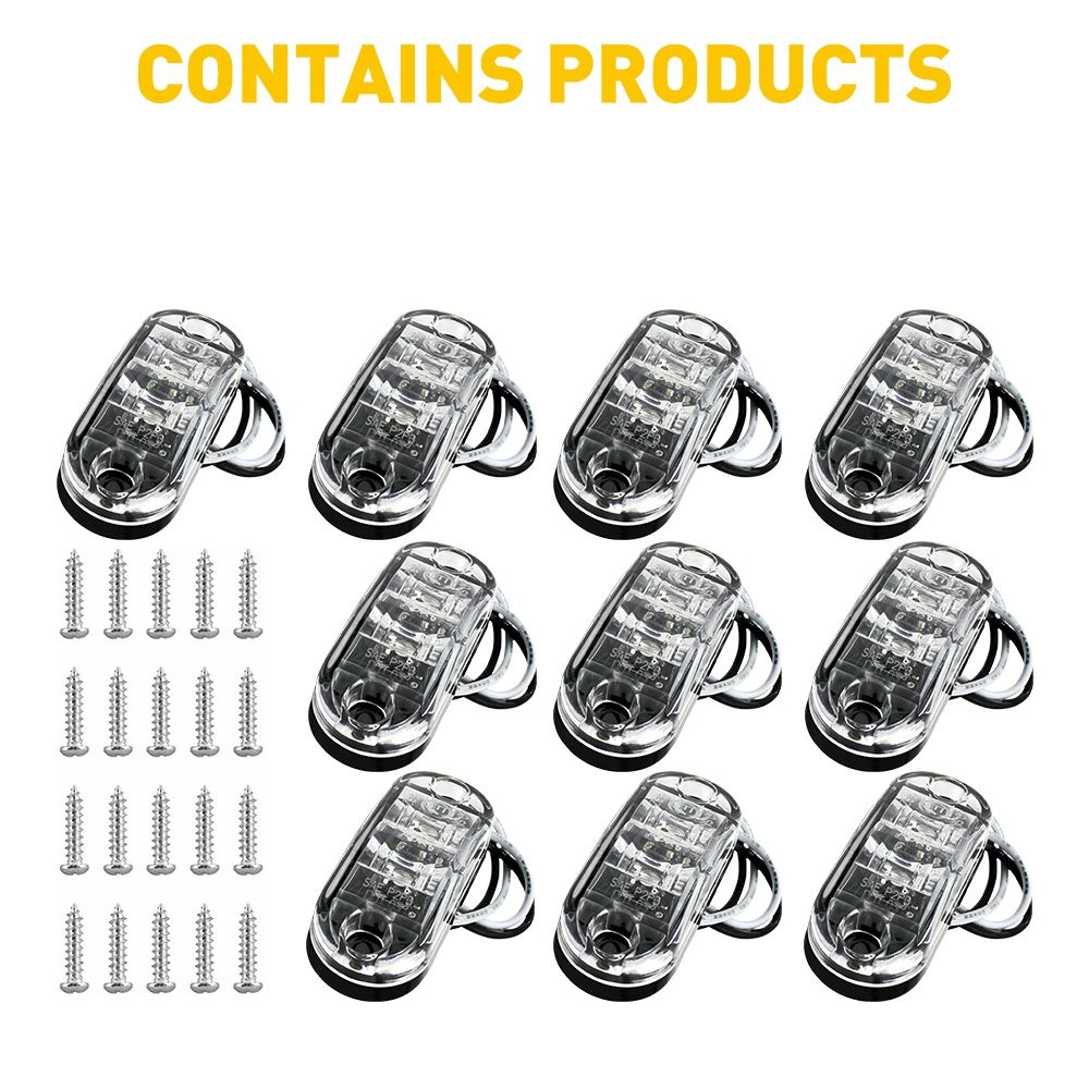 10x Pure White LED Light Thin Clearance Side Marker Light Lamp 2.5″ Bright EAH