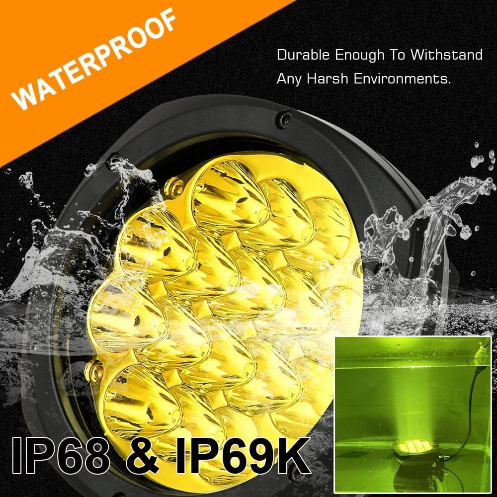 5 Inch Pair 160W Amber Round LED Offroad Lights 18800LM Amber Yellow OffRoad