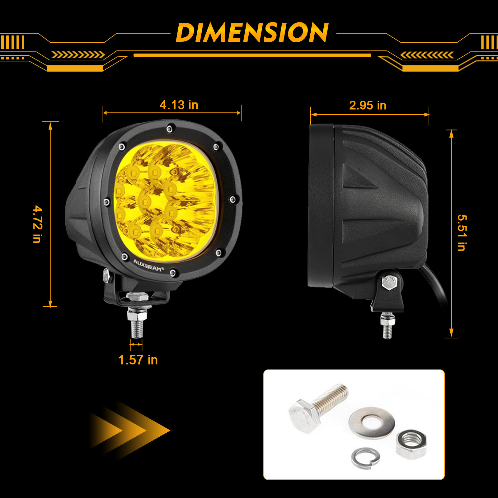 AUXBEAM For Yamaha Banshee Amber LED Cubes Fog Light Pods Spot Driving Lamps 2pc