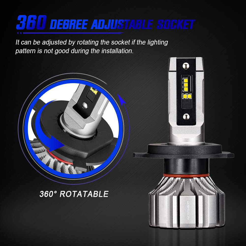 NOVSIGHT H4 9003 HB2 LED Headlight Bulbs High Low Beam 6500K Replace Xenon