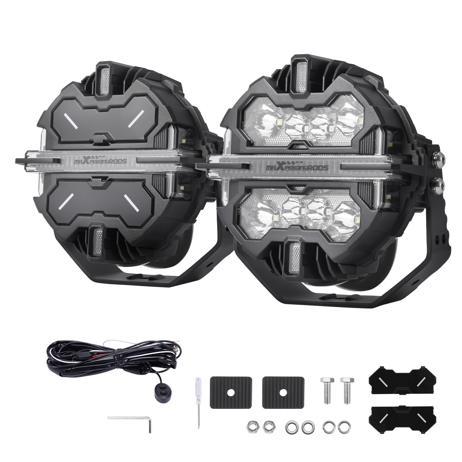 7inch 332W LED Driving Light Spot Beam RGB DRL For ATV 4X4 Off Road White 6000K
