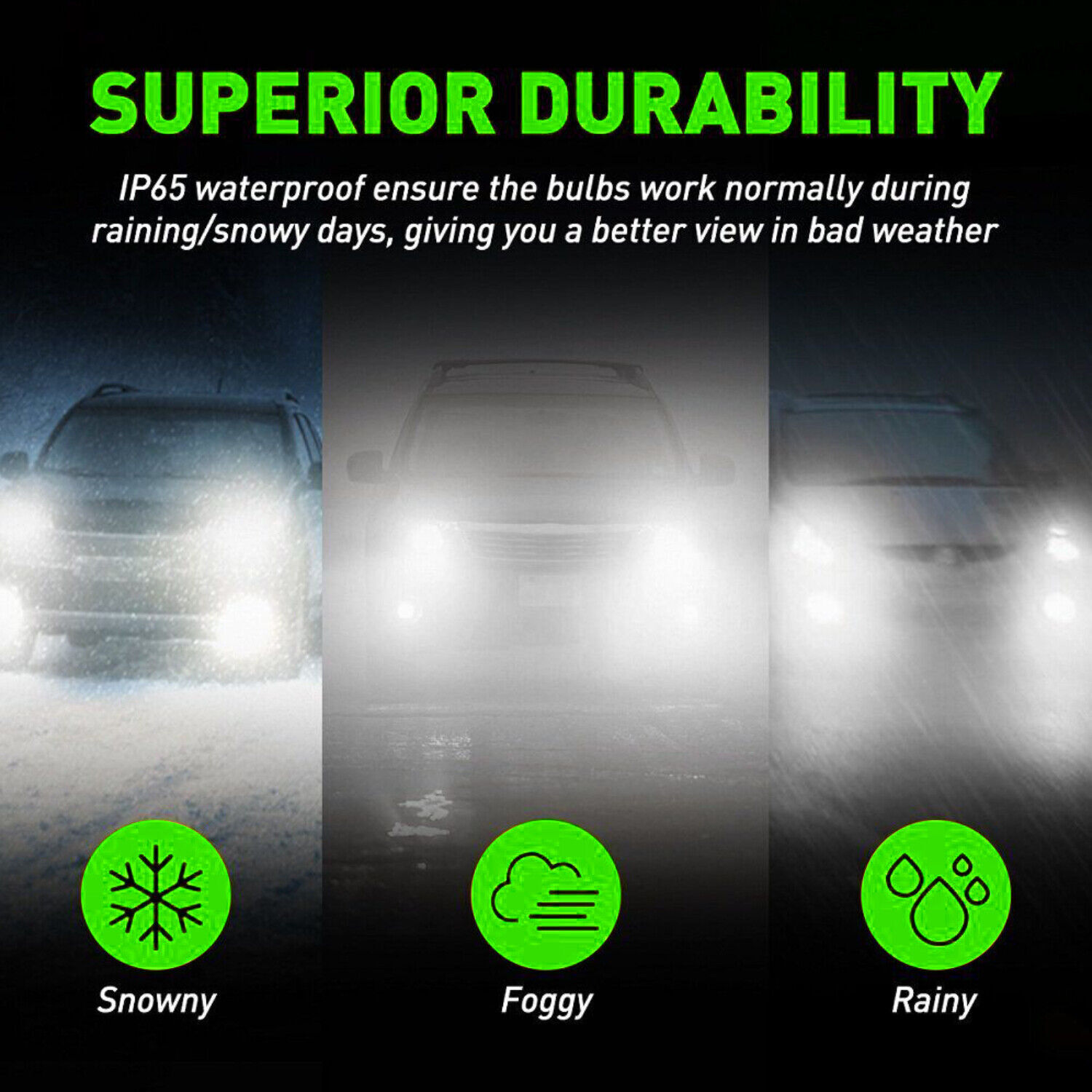 H16 5202 LED Fog Light Bulbs Lamp 6000K LED White DRL 100W Bright 12V
