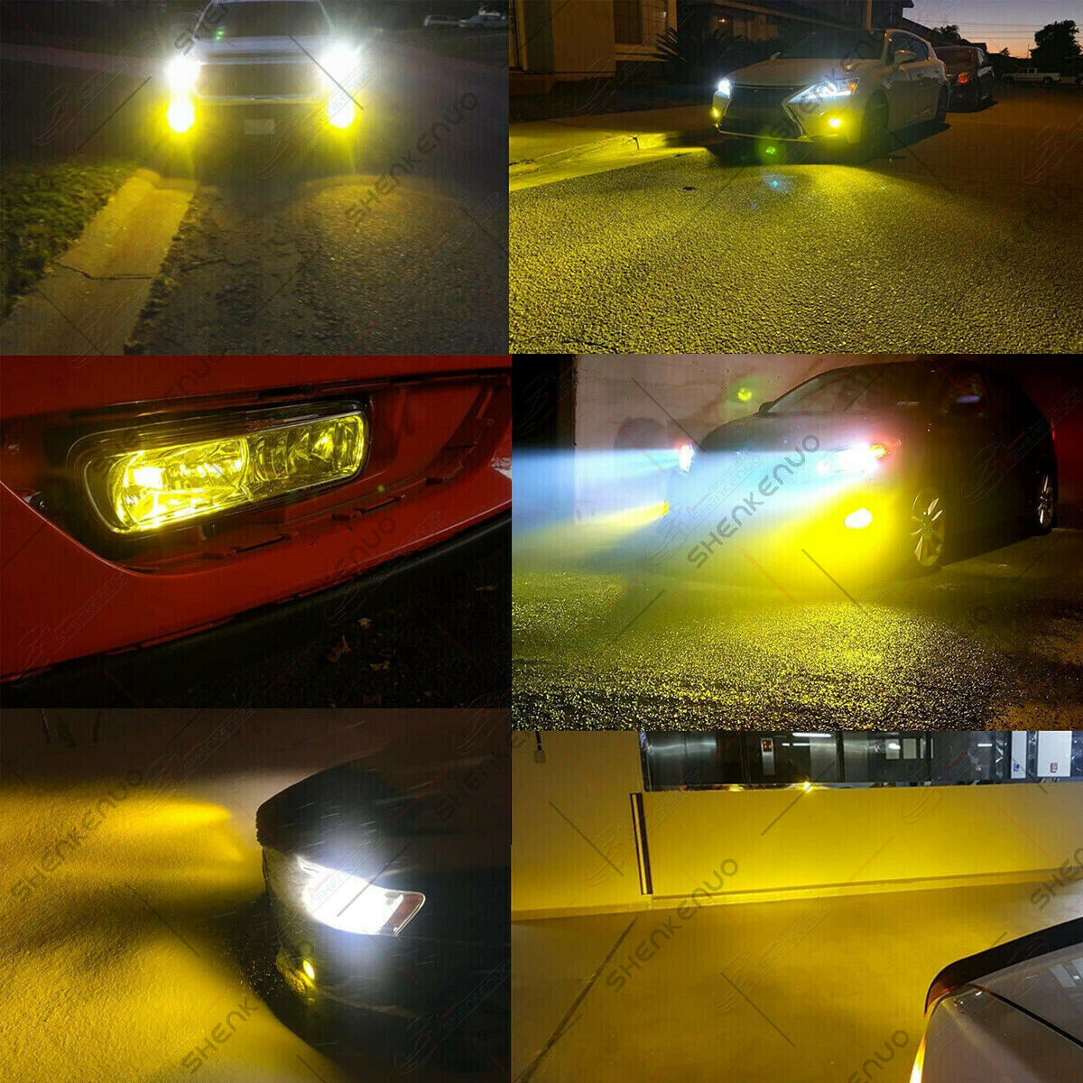 LED Fog Driving Light H11 H16 H8 3000K Yellow Super Bright Bulbs 3030SMD 4000LM