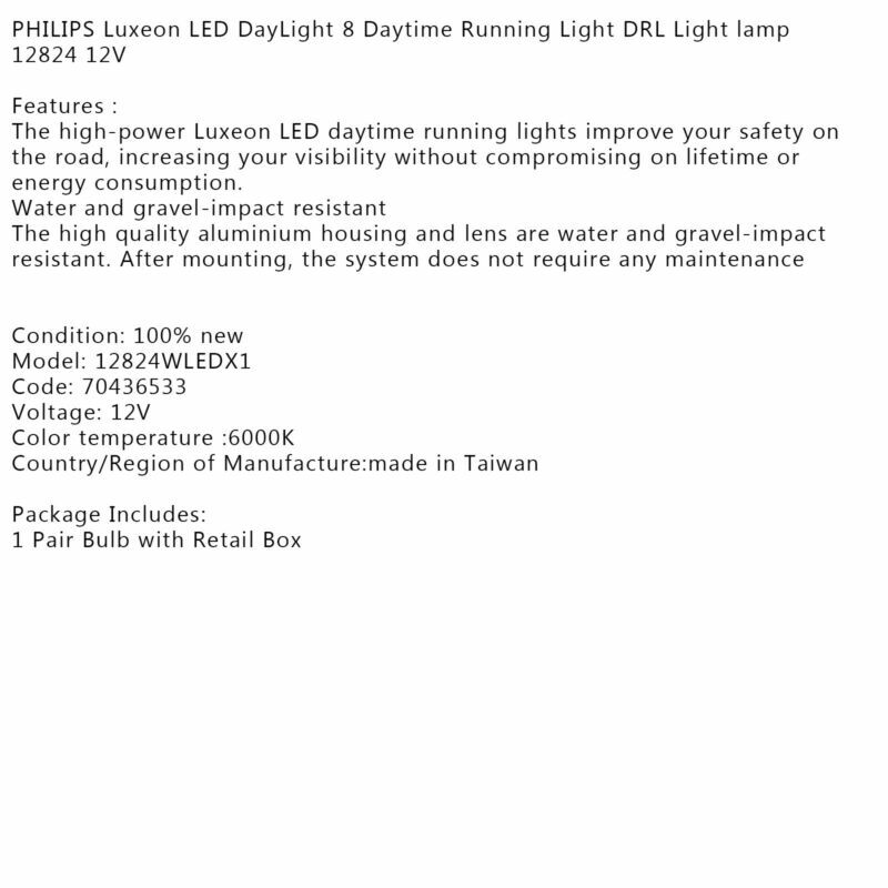 PHILIPS Luxeon LED DayLight 8 Daytime Running Light DRL Light lamp 12824 12V USA