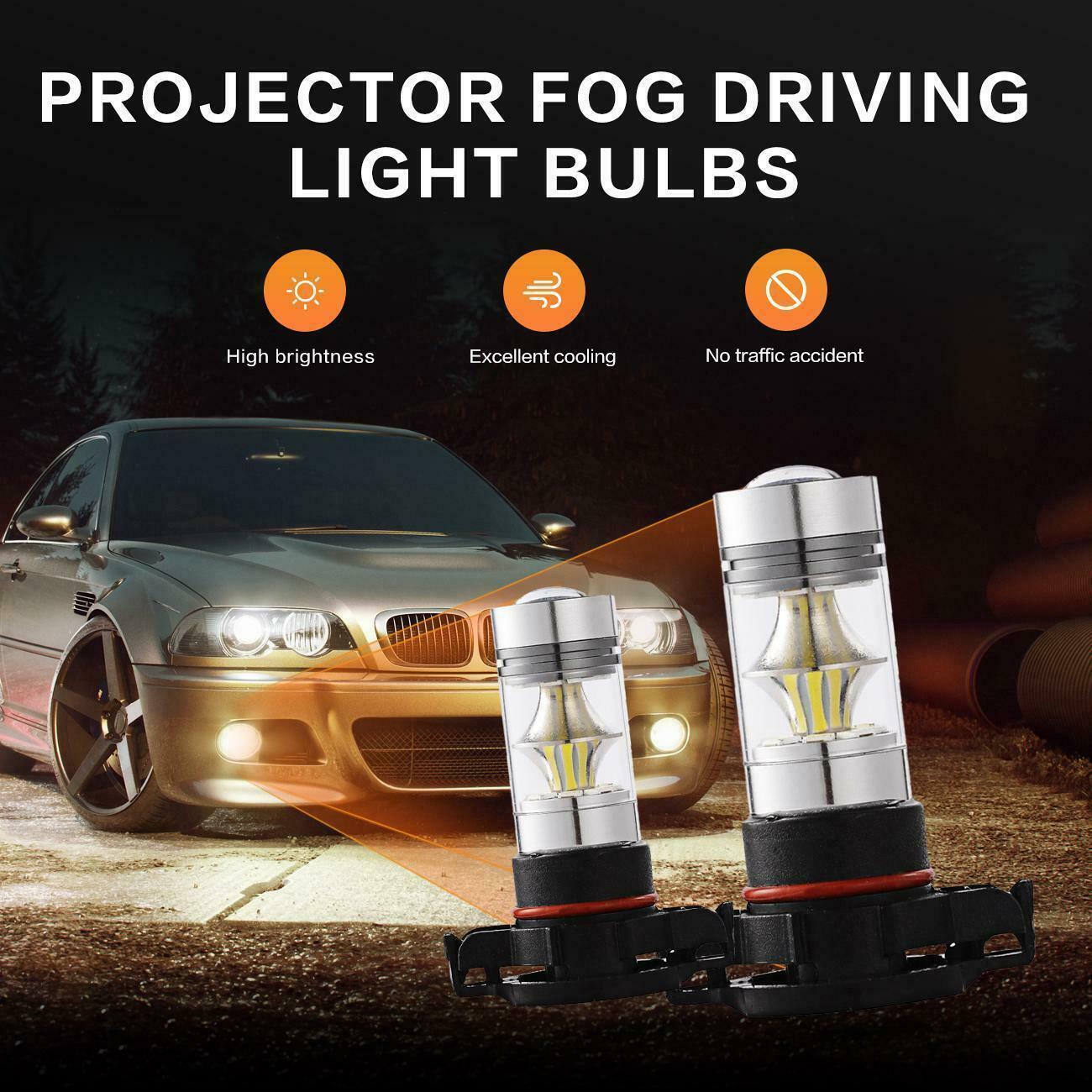 Ironwalls 5202 H16 LED Fog Light Bulbs 6000K Xenon White 16000LM High Power Pair