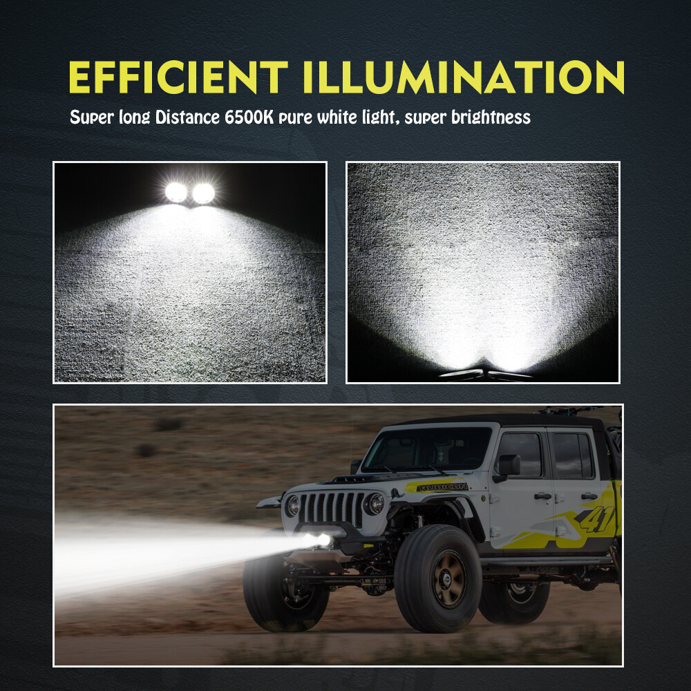 4x 4″ 90W Round LED OffRoad Driving Spot Lights Pods White & Yellow 4WD ATV 3.5″