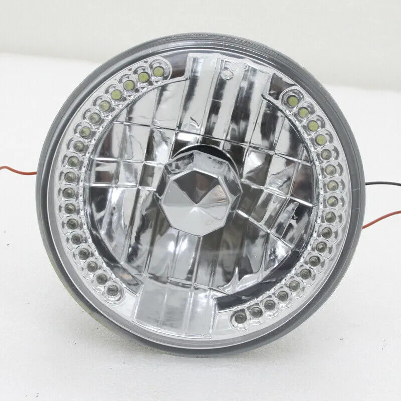 Pair 7″ Inch Round Chrome Housing LED Headlights Halo for VW Beetle 1950-1979