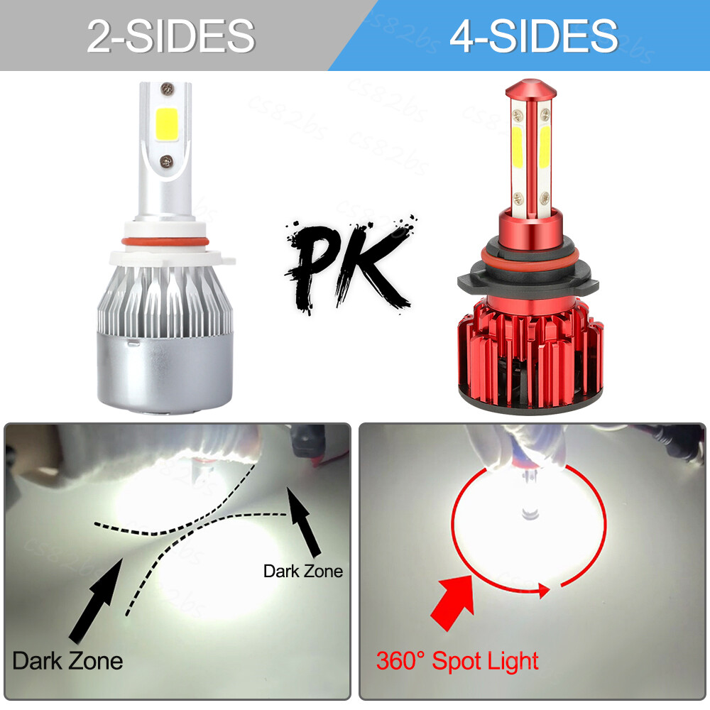 9005 9006 H11 LED Combo Headlight High Low Beam Bulb 6000K White Fog Light Kit