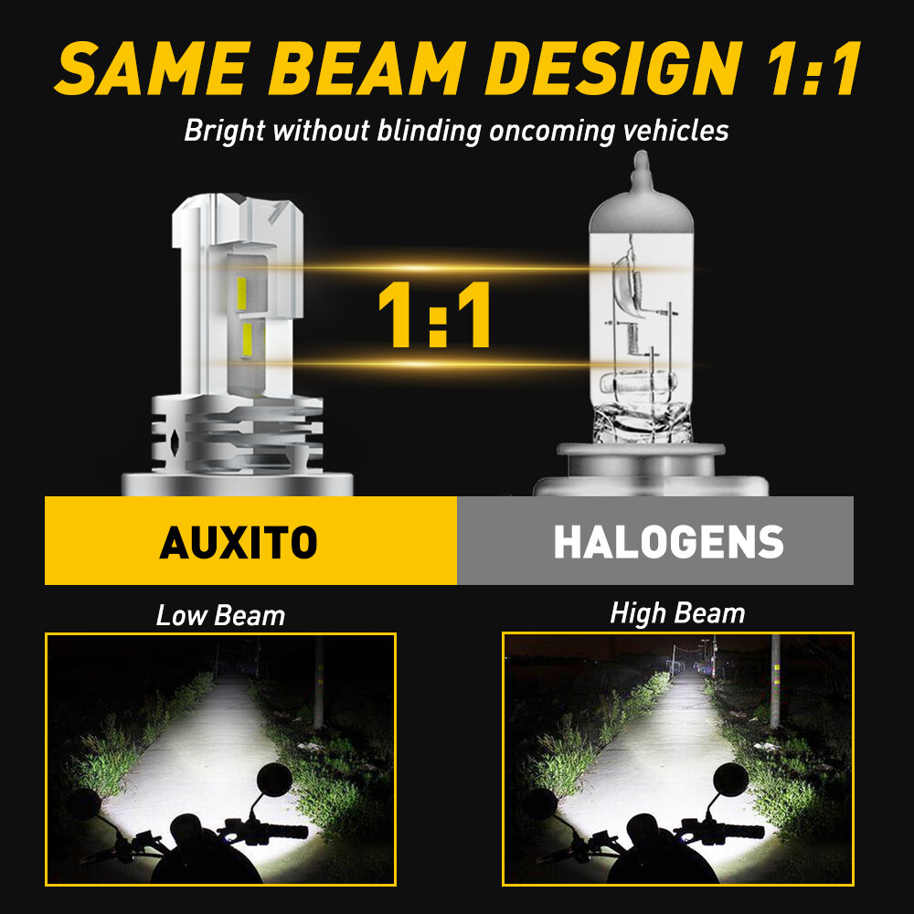 AUXITO H4 9003 HB2 H1S 6000LM Motorcycle LED Headlight Kit High Low Beam Bulb