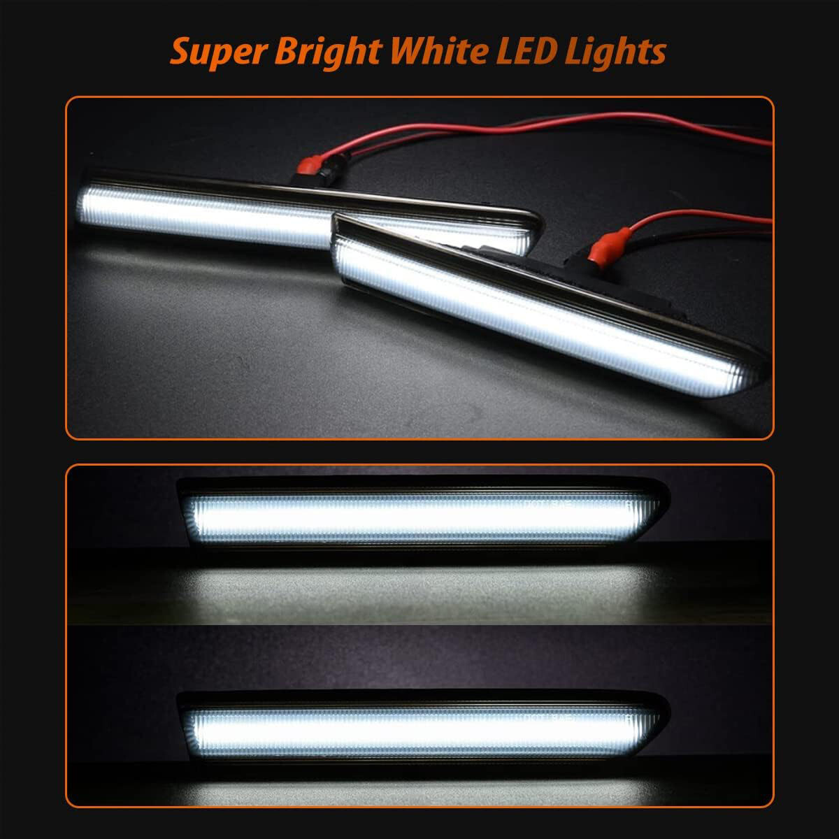 4PC Smoked LED Front+Rear Side Marker Lights White Lamps For 2004-2008 Acura TL
