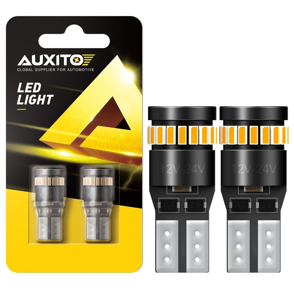 2-20X Amber T10 168 W5W 24SMD LED License Plate Interior Trunk Light Bulbs 2835