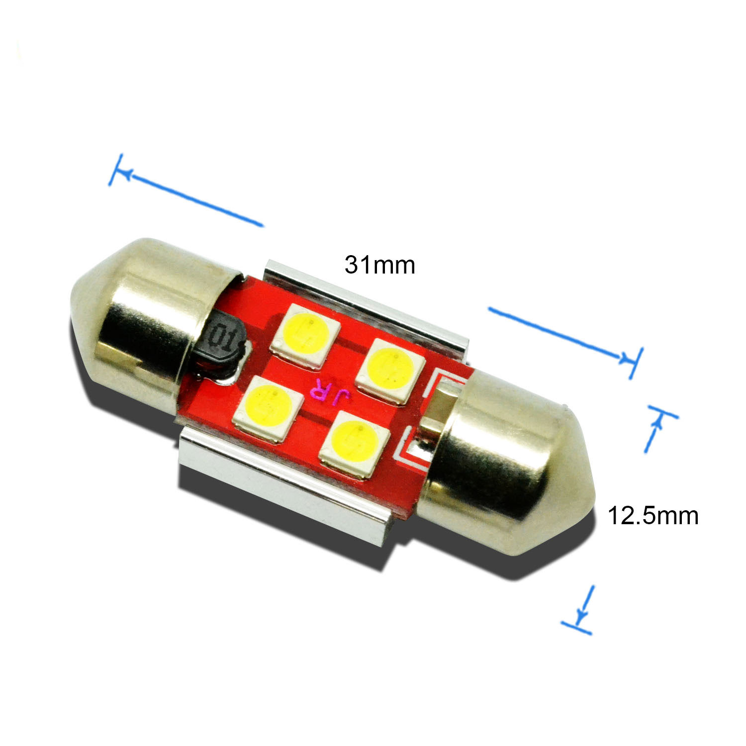 Alla Lighting 800LM 3030 LED Dome Map Trunk Light Festoon Bulb DE3175,White,4x