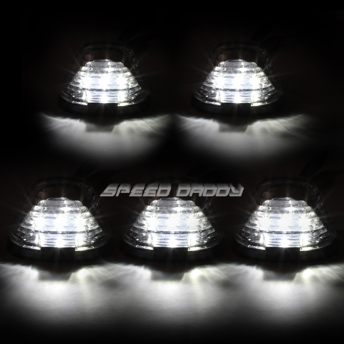 FOR 99-16 FORD SUPERDUTY 5PCS CHROME WHITE LED CAB ROOF RUNNING LIGHT+HARNESS