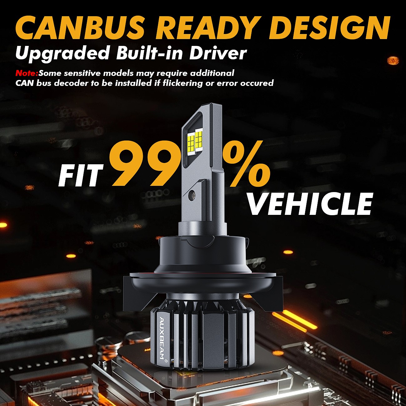 AUXBEAM F15 H13 LED Headlight Bulbs Conversion Kit Hi/Lo Beam 90W 20000LM 6500K