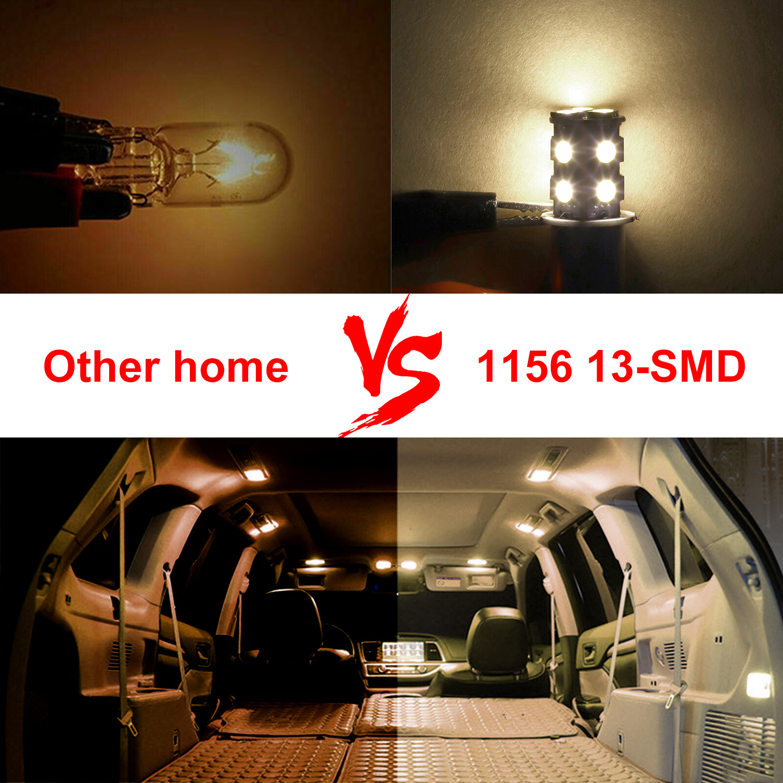 20PCS Bright Warm White 1156 RV Trailer 13-SMD Car LED 1141 Interior Light Bulbs