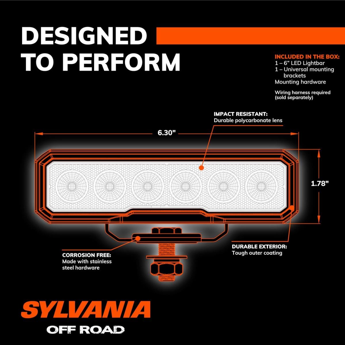 SYLVANIA Rugged 6 Inch Flood LED Light Bar – LIFETIME Limited Warranty | LED