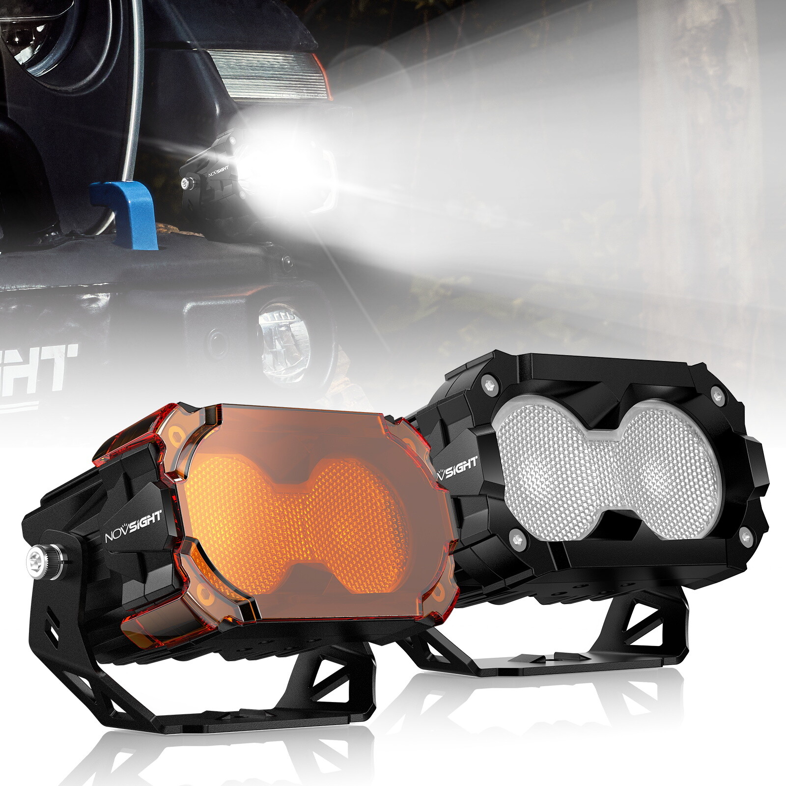NOVSIGHT 4.5″ LED Work Light Pods Flood Jeep Truck SUV ATV Off Road Driving Lamp