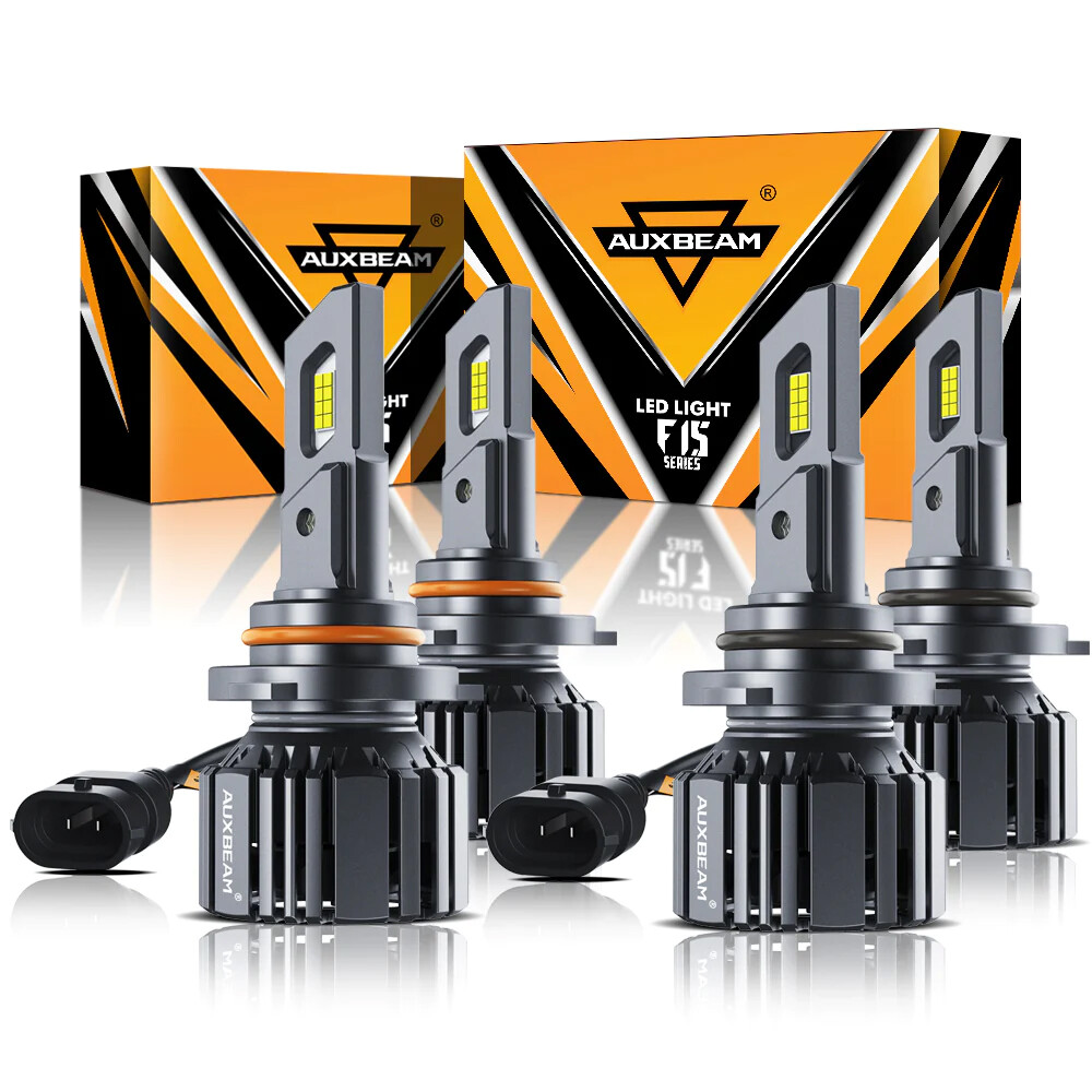 AUXBEAM 9005+9006 Combo LED Headlight Kit Bulbs Hi/Low Beam 20000LM 6500K Canbus
