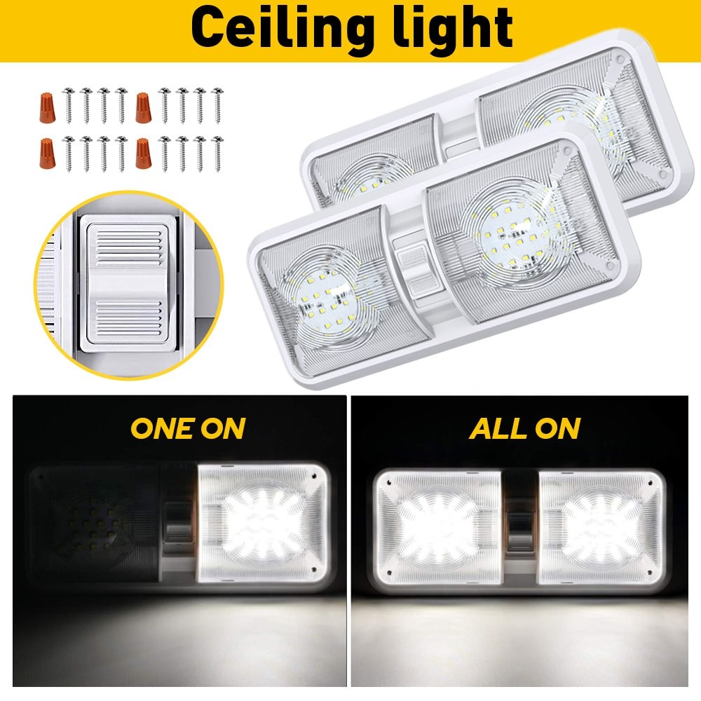 2 12V Pack Led Ceiling RV Dome Light Lighting Interior RV for Trailer Camper