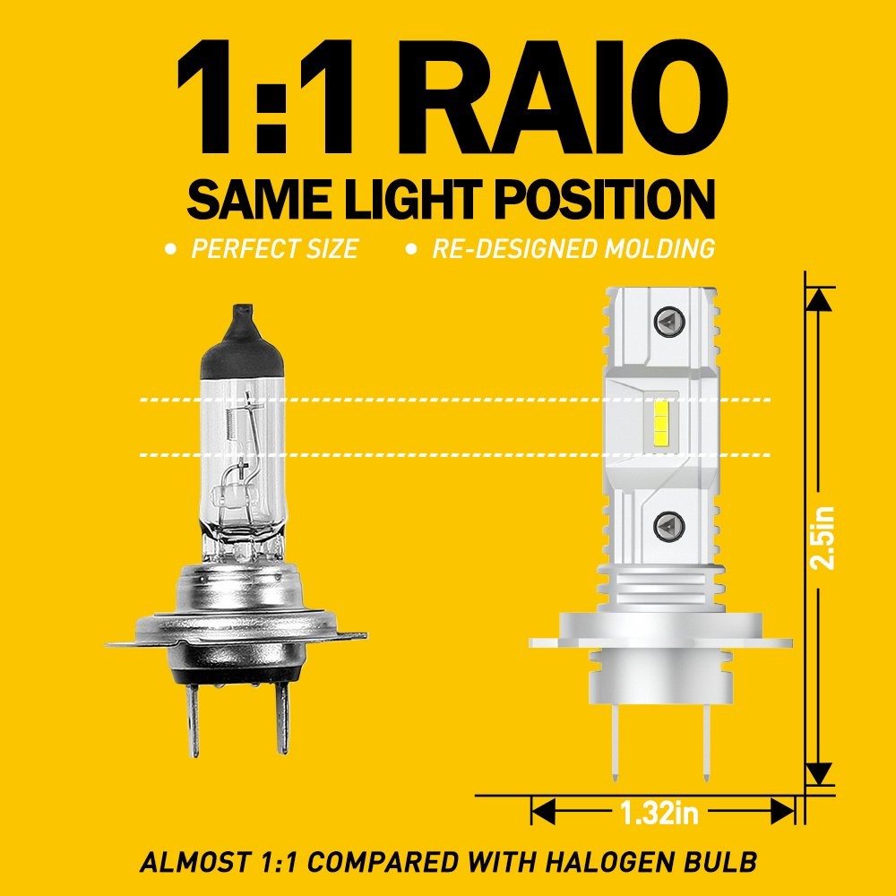 H7 LED Headlight Bulb High Low Beam 30000LM Super Bright White 60W High Power X2