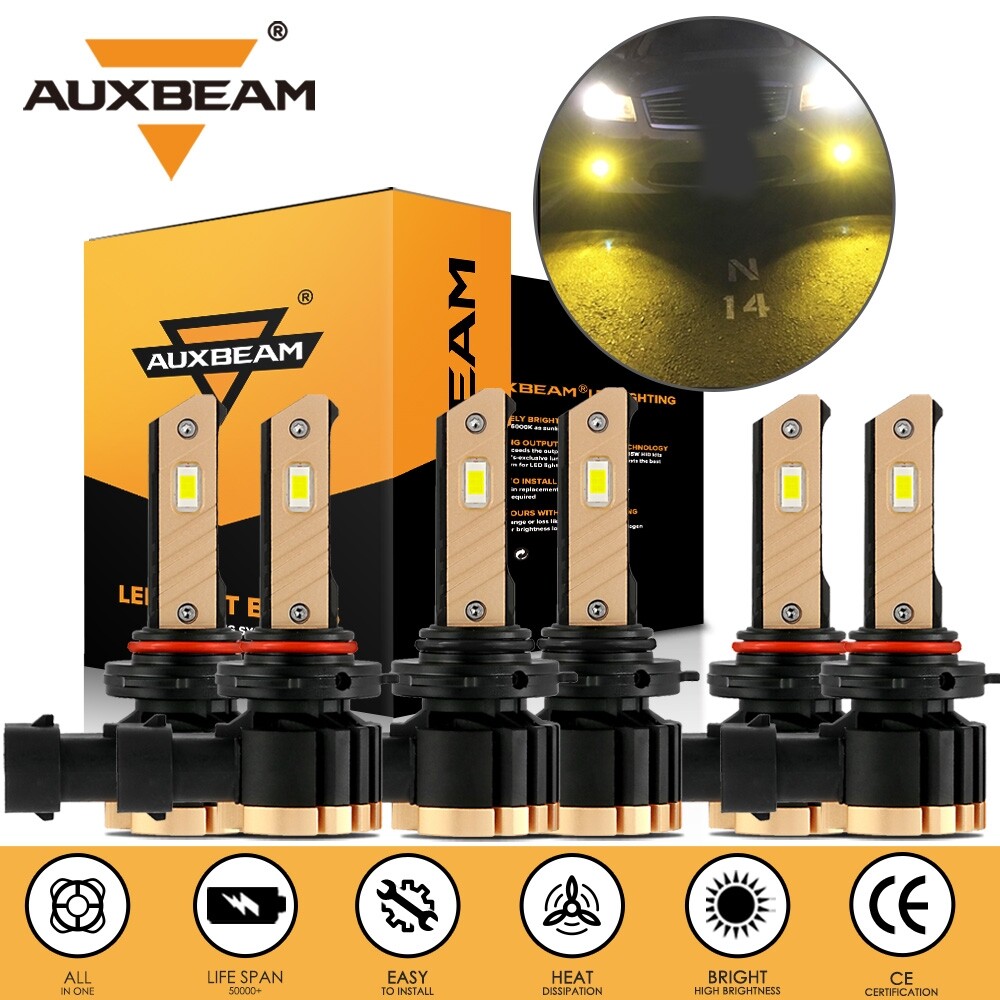 For Chevy Silverado 1500 2500 HD 2004-06 AUXBEAM Canbus LED Headlight+Fog Lights