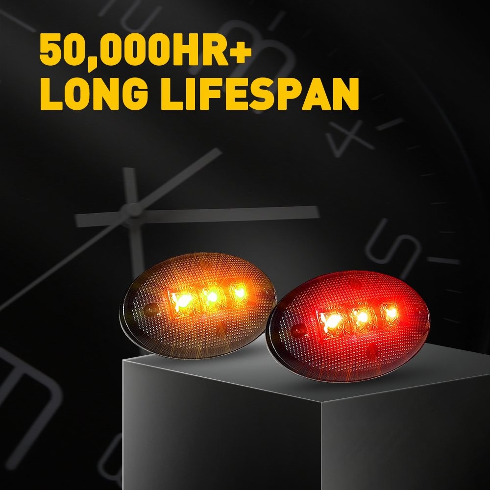 For Ford F350 F-Series 4pc Amber/Red Smoked LED Fender Bed Side Marker Lights US