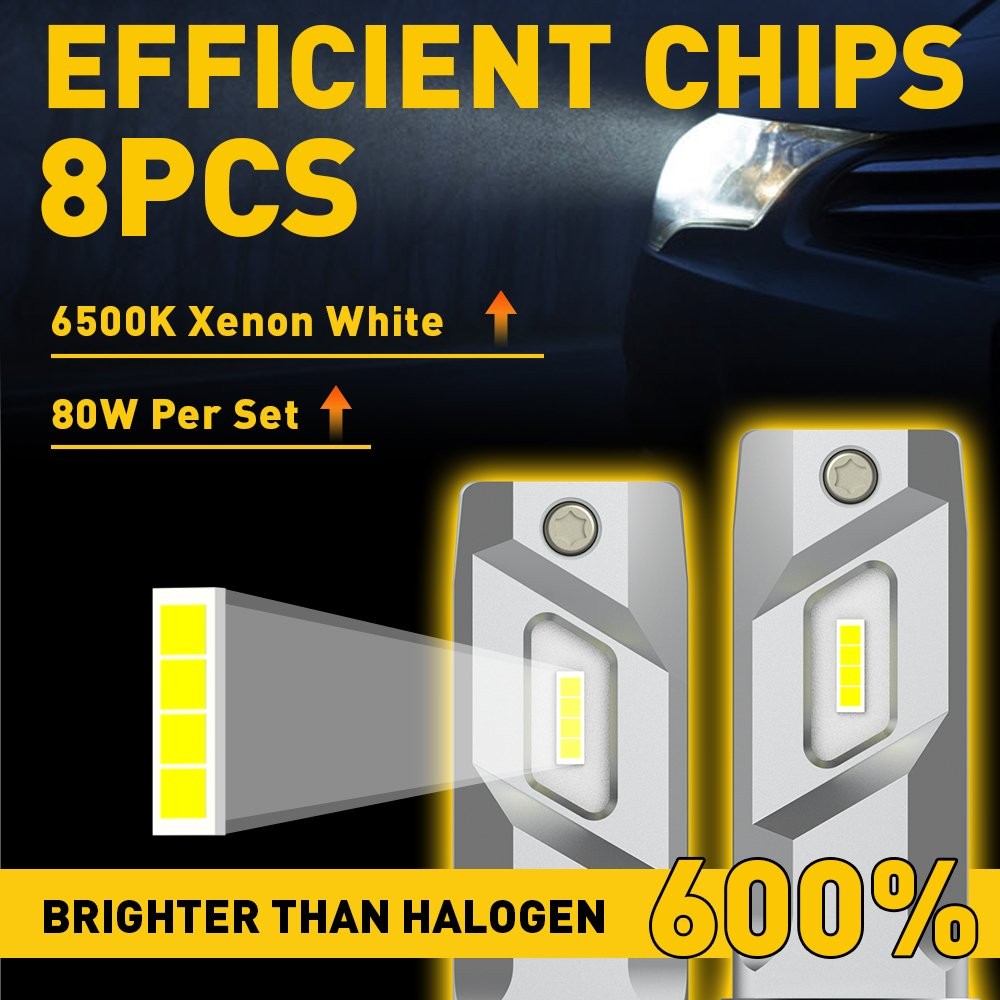 2x H7 LED Headlight Bulb Kit High Low Beam 40000LM Super Bright 6500K White New