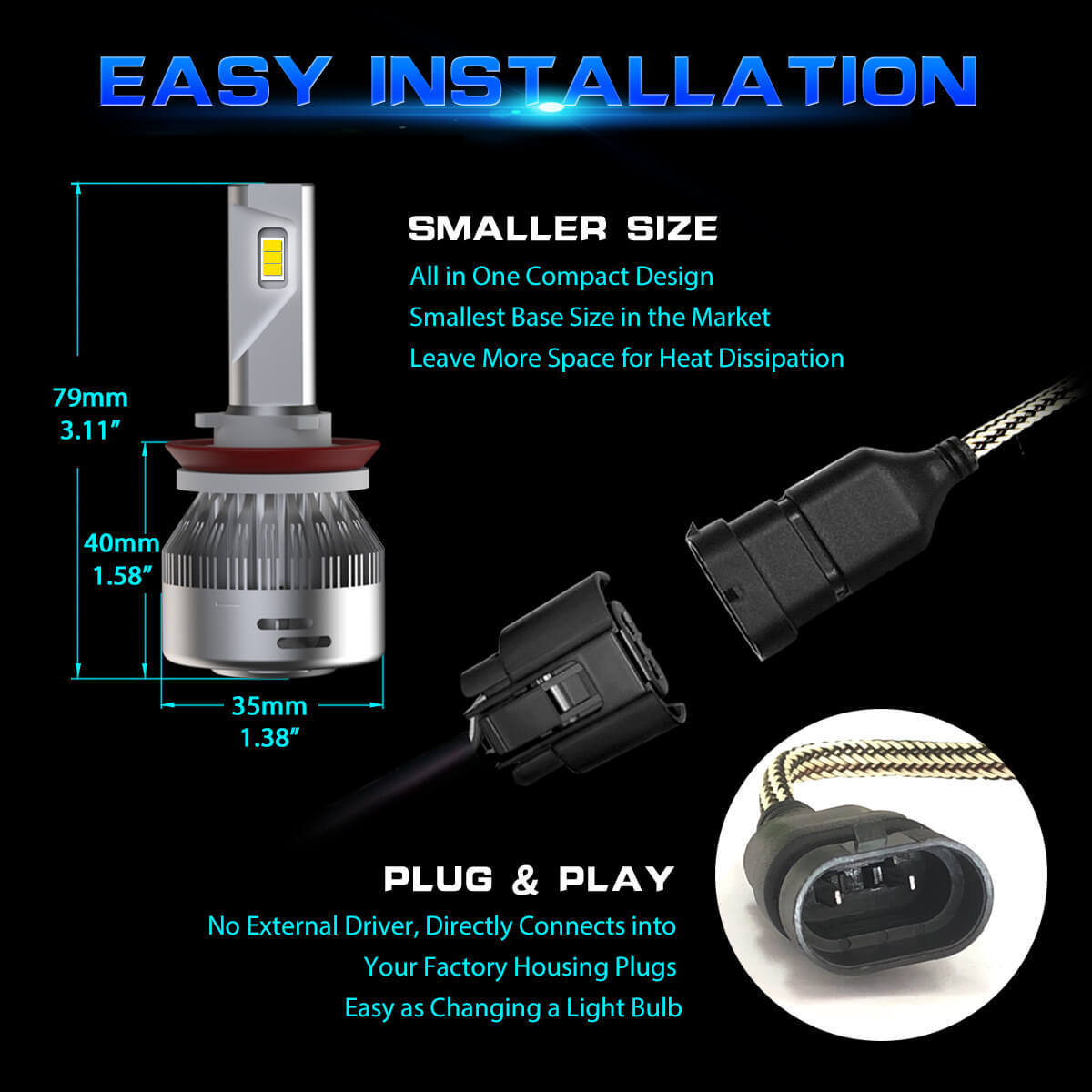 LASFIT LED Headlights Bulb 9005 9006 H16 High Low Beam Fog Lights Super Bright