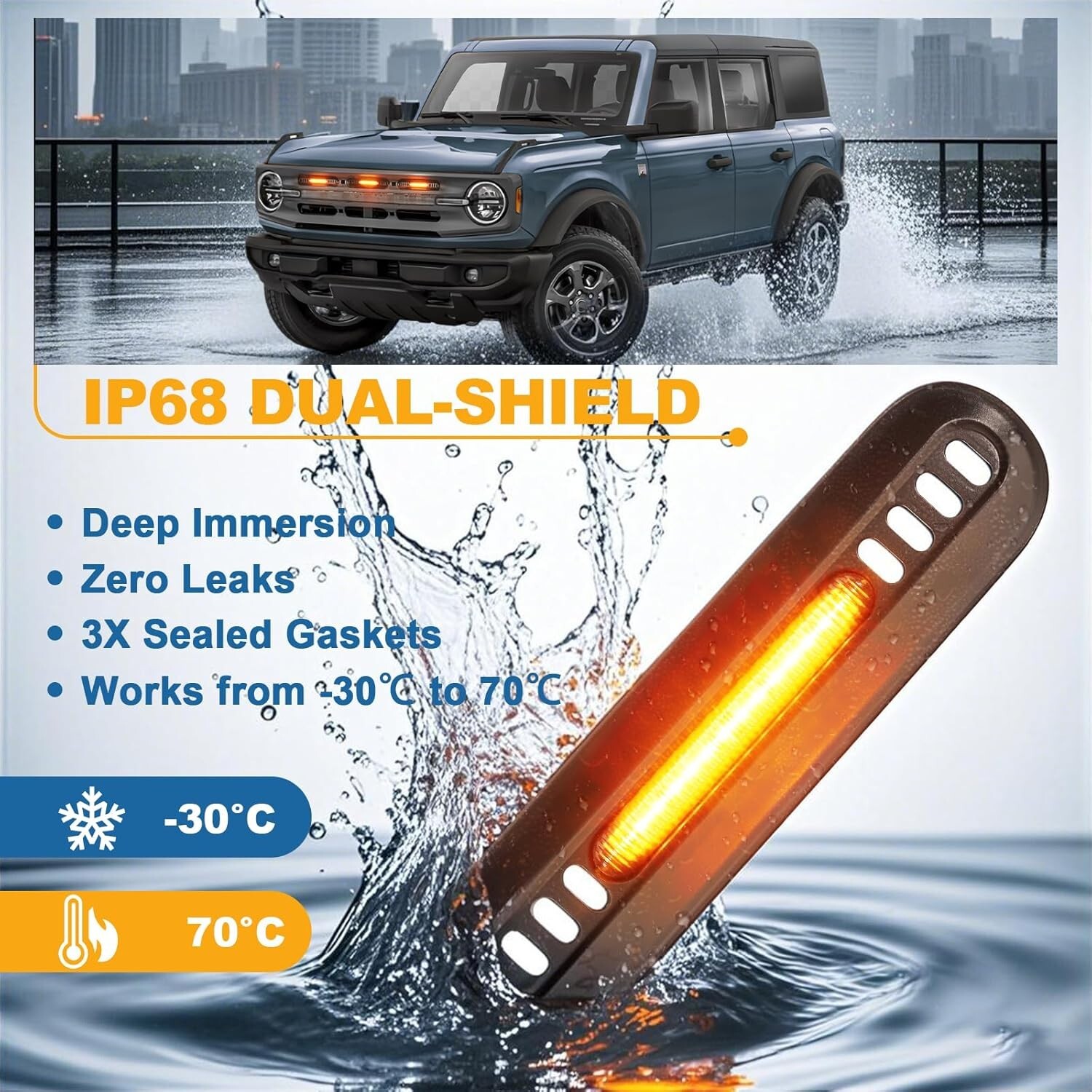 LED Grille Lights for Ford Bronco Big Bend Outer Bank 2021-2024 Accessories
