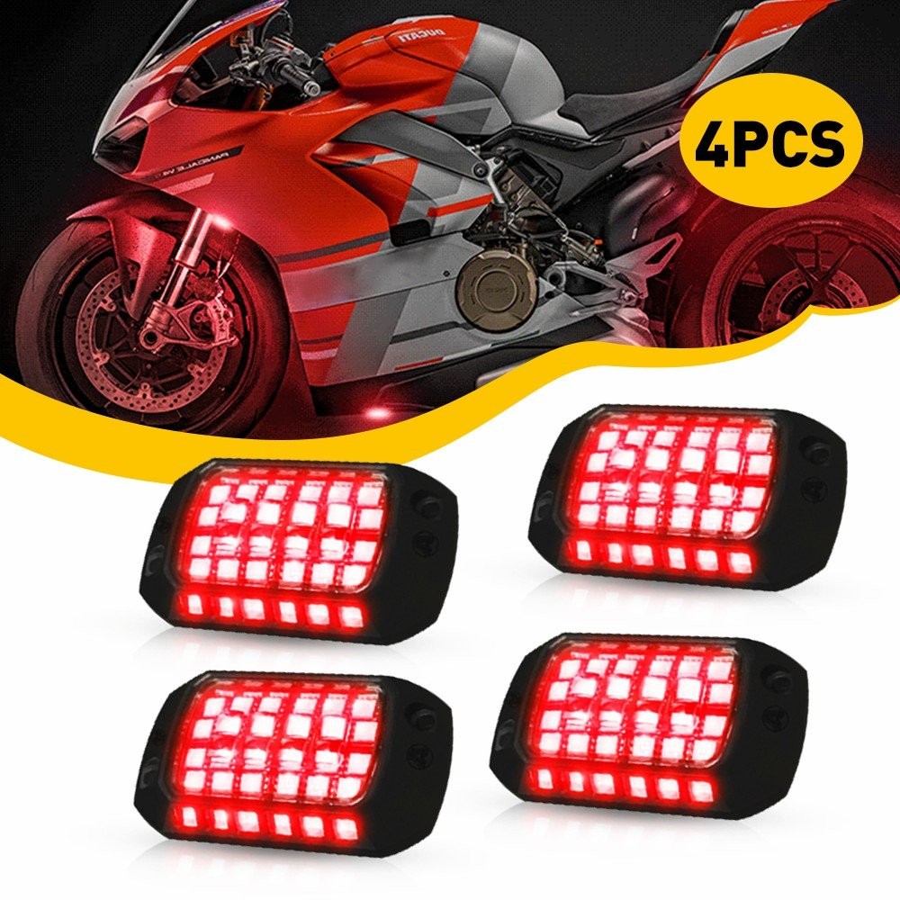 4-20PCS Universal LED Red Under Car Underbody Lights Underglow Lamps Kit Bright